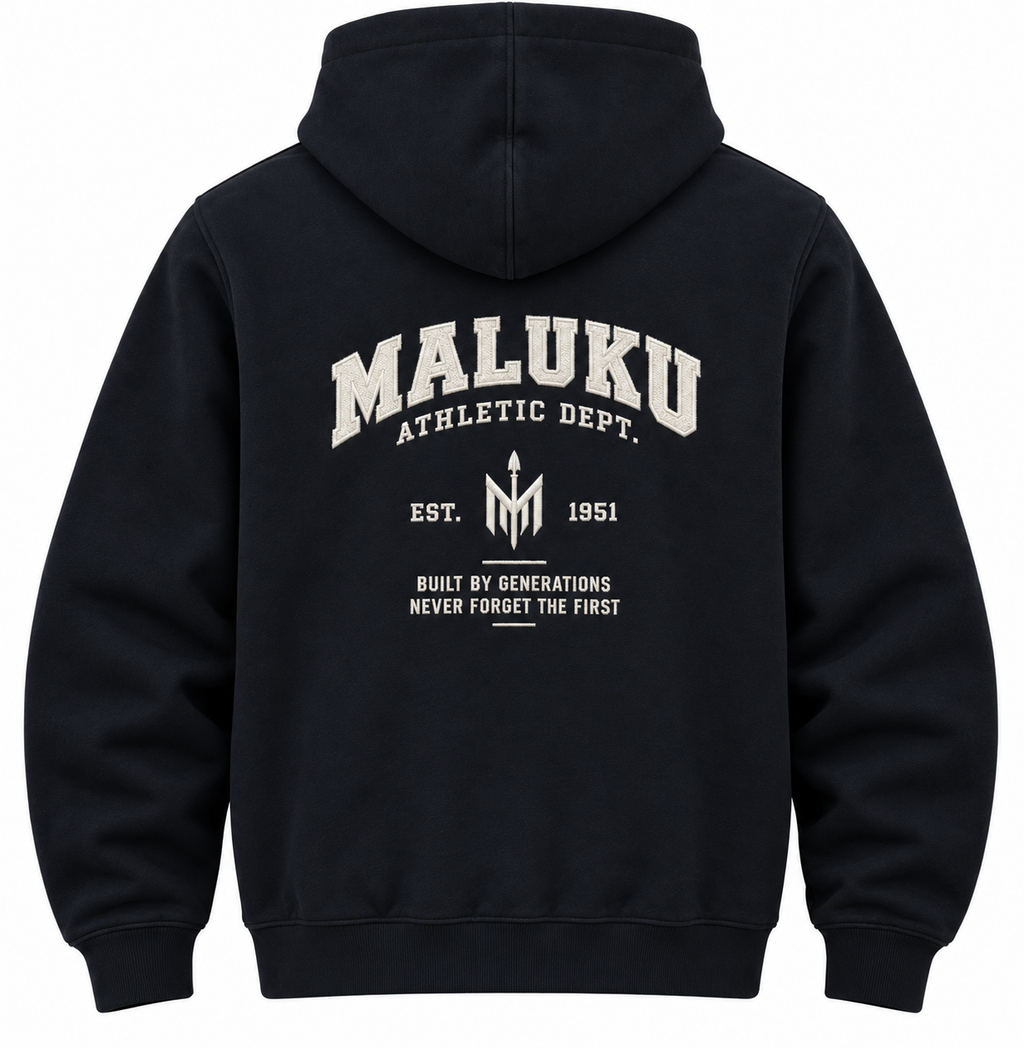 Maluku Athletic Dept. Hoodie – Zwart | 330GSM Regular Fit