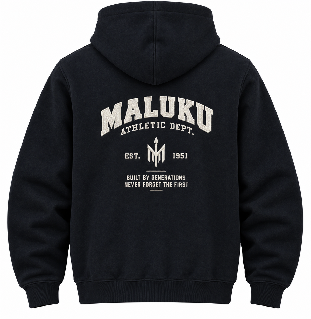 Maluku Athletic Dept. Hoodie – Zwart | 330GSM Regular Fit