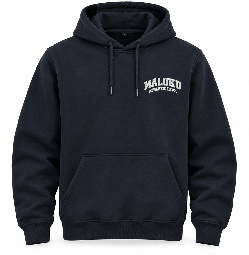 Maluku Athletic Dept. Hoodie – Zwart | 330GSM Regular Fit