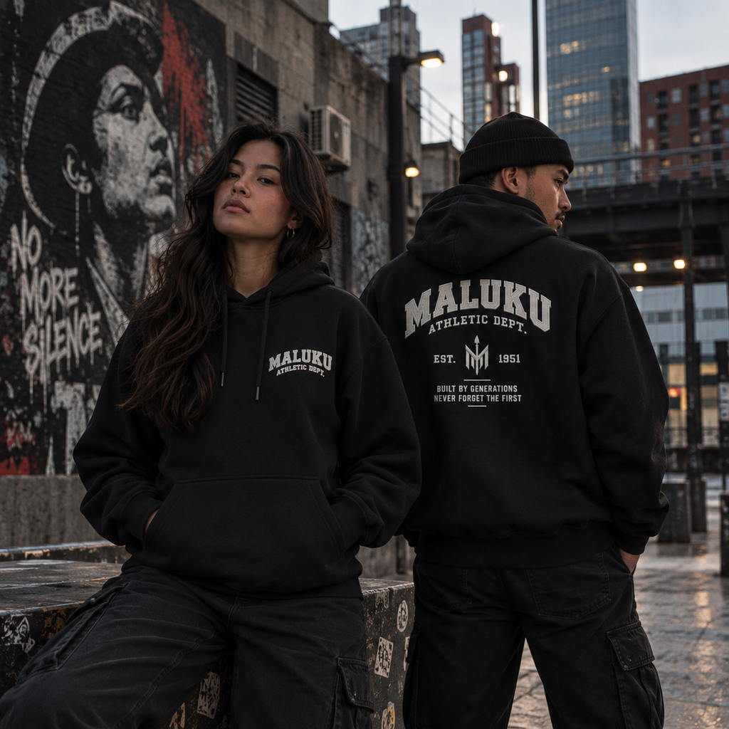 Maluku Athletic Dept. Hoodie – Zwart | 330GSM Regular Fit
