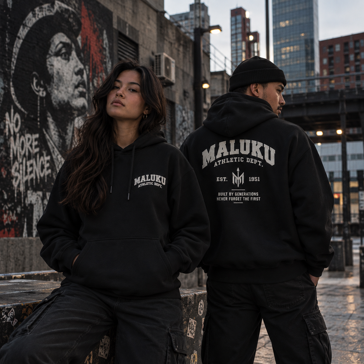 Maluku Athletic Dept. Hoodie – Zwart | 330GSM Regular Fit